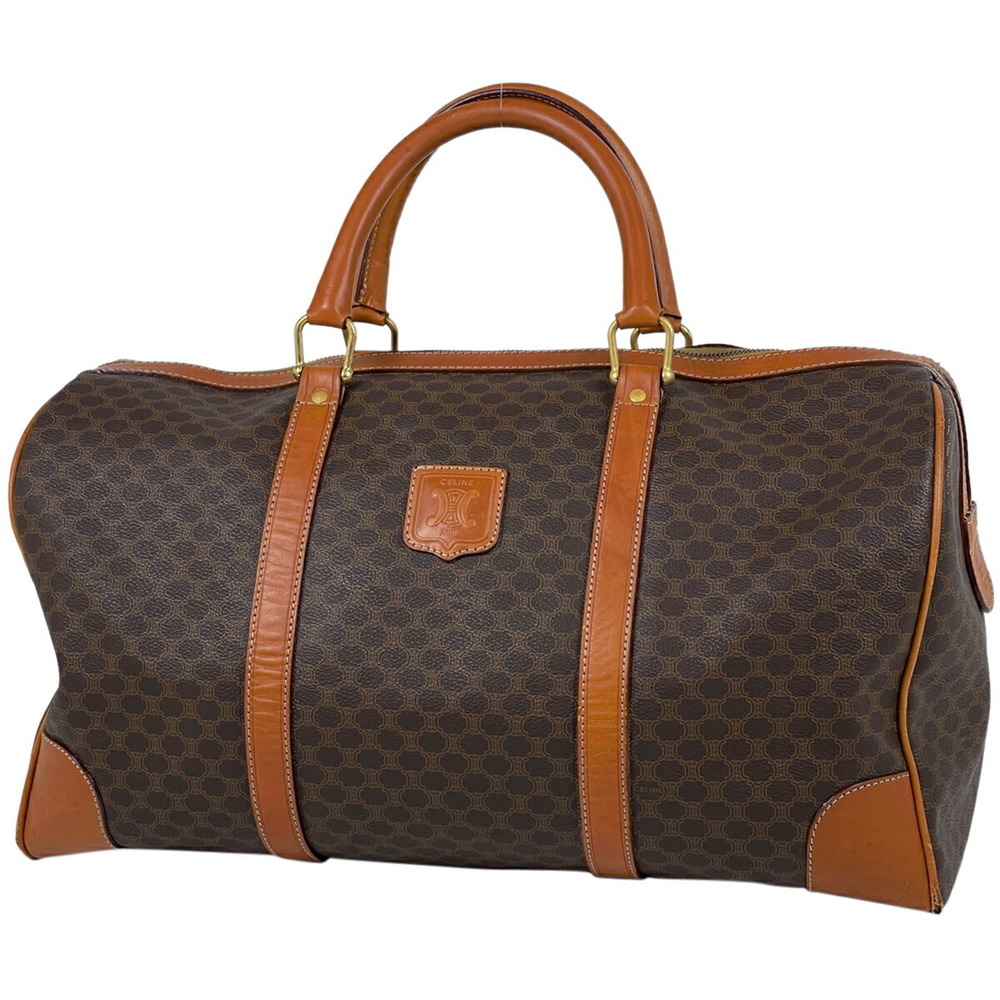 Celine Macadam Pattern Canvas Travel Handbag Brown - image 1